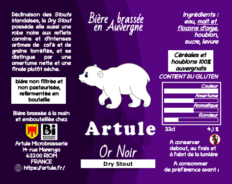 Etiquette de l'Or Noire, bière noire de style Dry Stout