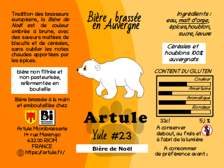 étiquette de la bière de Noël, robe ambrée, bière réconfortante