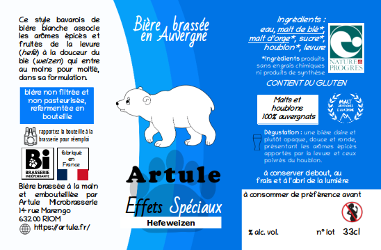 biere blanche hefeweizen "Effets Speciaux"