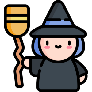 gentille sorcière et son balai